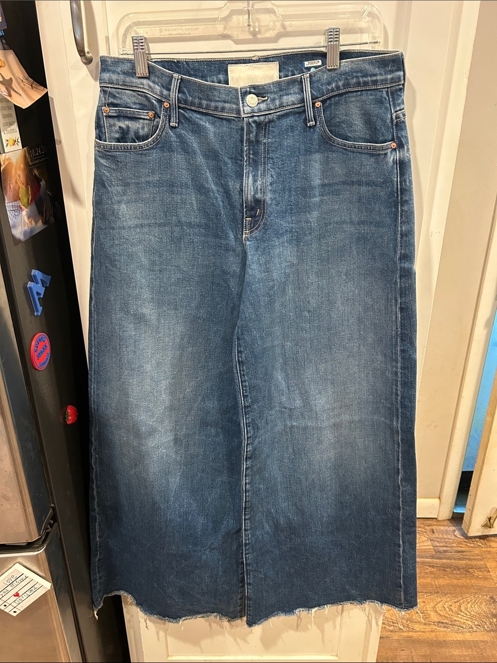 MOTHER Blue Denim Wide Leg Jeans